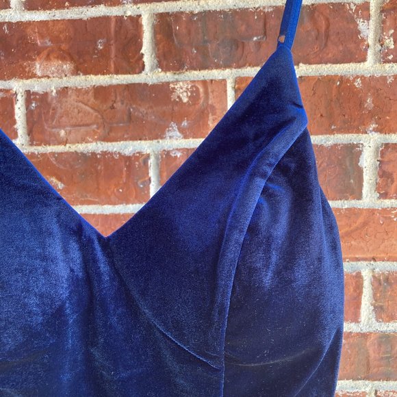Royal Blue Velvet Midi Formal Dress - Size Small - Picture 5 of 6